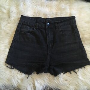 Forever 21 Black high rise cutoff jean shorts size 24 25 XS 0 2 extra small
